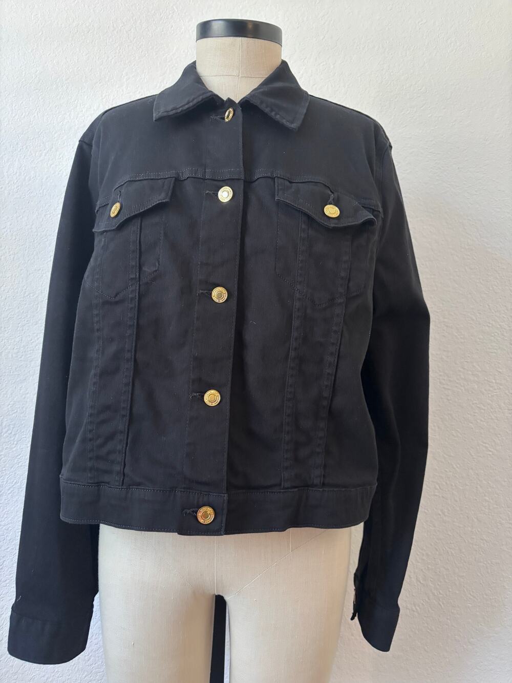 Michael Kors - Pre-Owned Black Cotton Denim Jacket Size XL - Picture 1 of 7